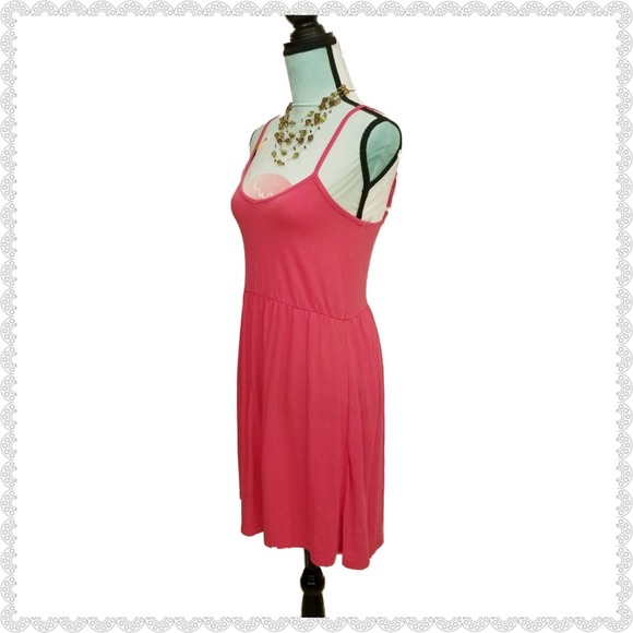 5 More Minutes Spaghetti Fit & Flare Dress Pink L - Picture 3 of 9